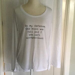 OM & AH long sleeve tee shirt with conversation starting quote! Size Medium.